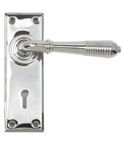 Polished Chrome Reeded Lever Lock Set