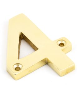 Polished Brass Numeral 4