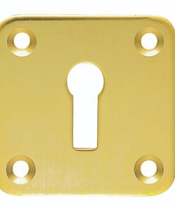 Victorian Lock Profile Square Escutcheon Face Fix Polished Brass 51Mm