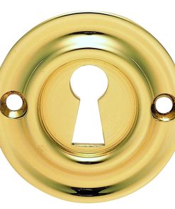 Victorian  Escutcheon Lock Profile Round Face Fix Polished Brass 42Mm
