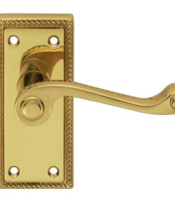 Georgian Lever On Backplate - Latch (Contract Range) Polished Brass 110Mm X 50Mm