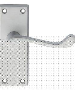 Victorian Scroll Lever On Backplate - Latch (Contract Range) Satin Chrome 120Mm X 40Mm