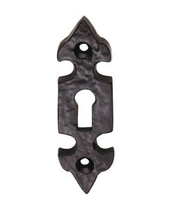 Escutcheon - Lock Profile Fleur De Lys Face Fix Black Antique 84 X 25
